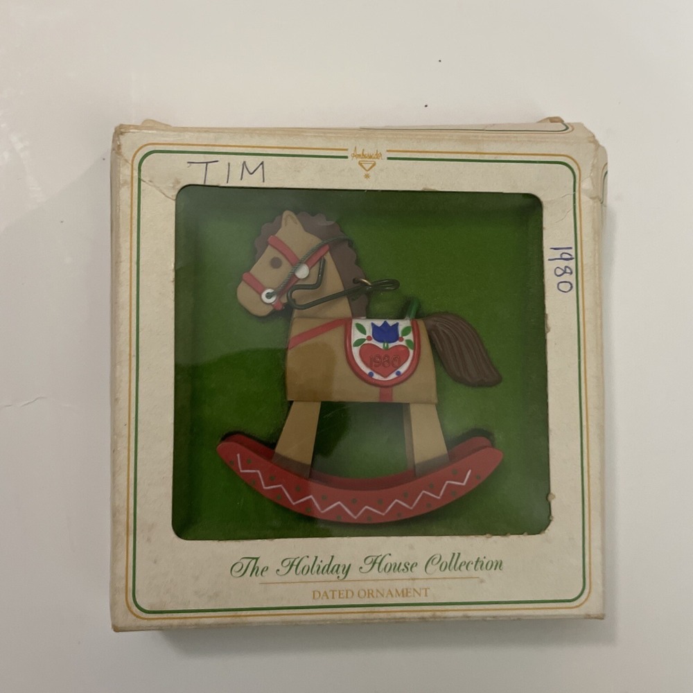 Hallmark The Holiday House Collection Ornament Tim 1986 Rocking Horse Wooden